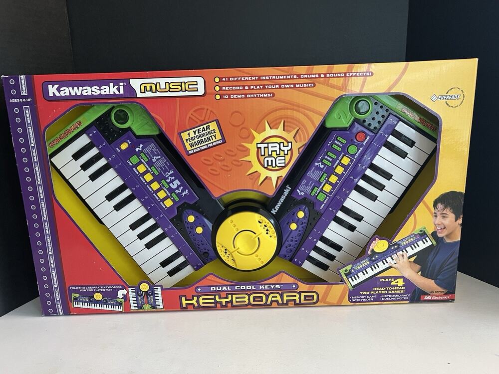 Vtg Kawasaki Dual Cool Keys 48 Foldable Keyboard Electronic Childs Piano 2002